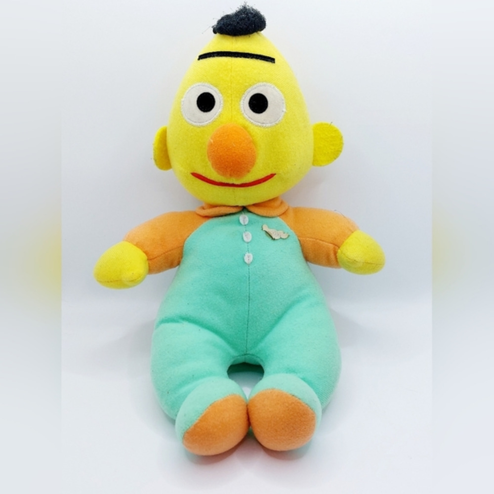 Vintage 1984 Playskool Beddy Bye Bert Sesame Street Plush Doll 12” Stuffed Toy￼‎
